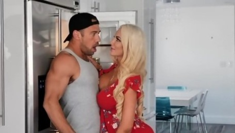 Mouth watering housewife Nicolette Shea seduces hot gardener under husband's nose