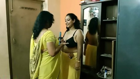 Indian Bengali boy getting scared to fuck two milf bhabhis!! Best erotic threesome sex
