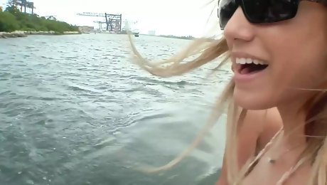Pussy teasing on the boat