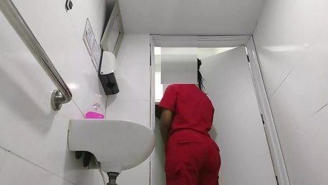 Filming nurse and patient in public restroom
