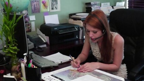 Mature office chief seduce her redhead teen employer