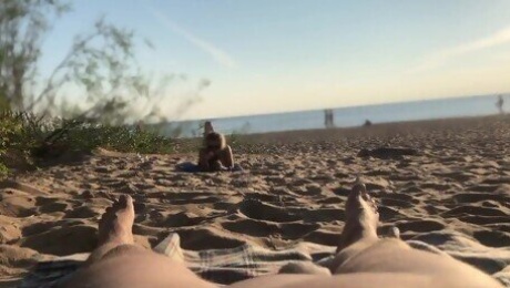 Soft dick flashing on nude beach