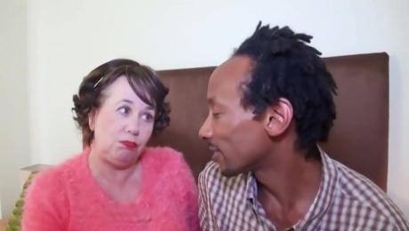 Mature woman is about to have her first black experience, and she is very excited about it